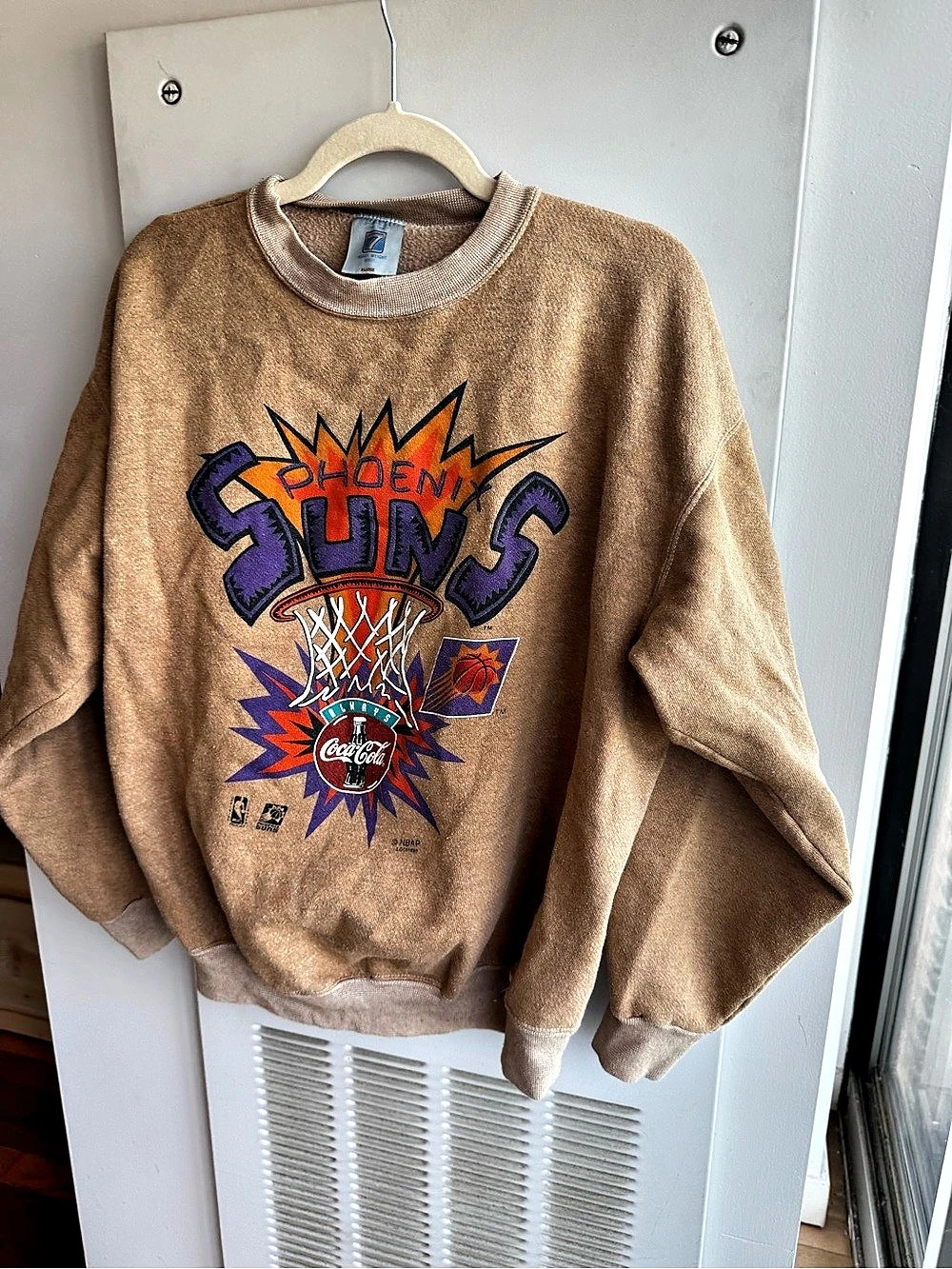 Vintage Logo 7 Phoenix Suns Coca-Cola Sweatshirt Brown Purple XL
